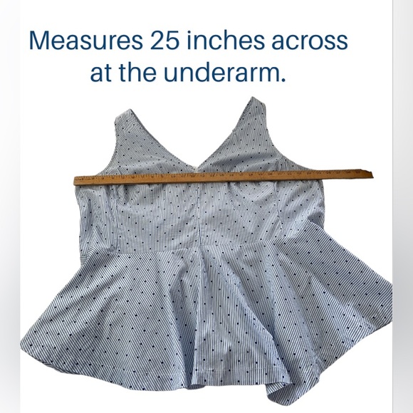 26W Lane Bryant Cotton Peplum Print Top with Asymmetrical Hem and Zipper Detail - Picture 12 of 17